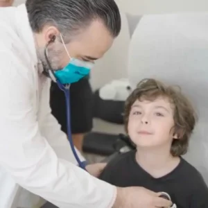 Dylan getting his heart rate checked at Stem Cell Institute Panama