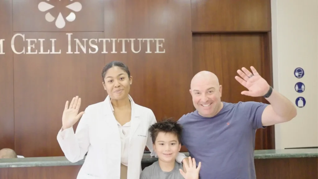 Stem Cell Institute doctor with autism patient, Luciano, and his father, Anthony