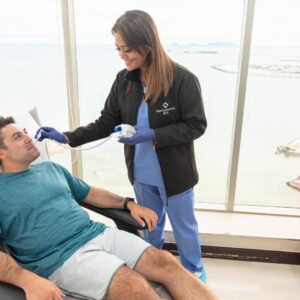 man receiving stem cell therapy in Mexico